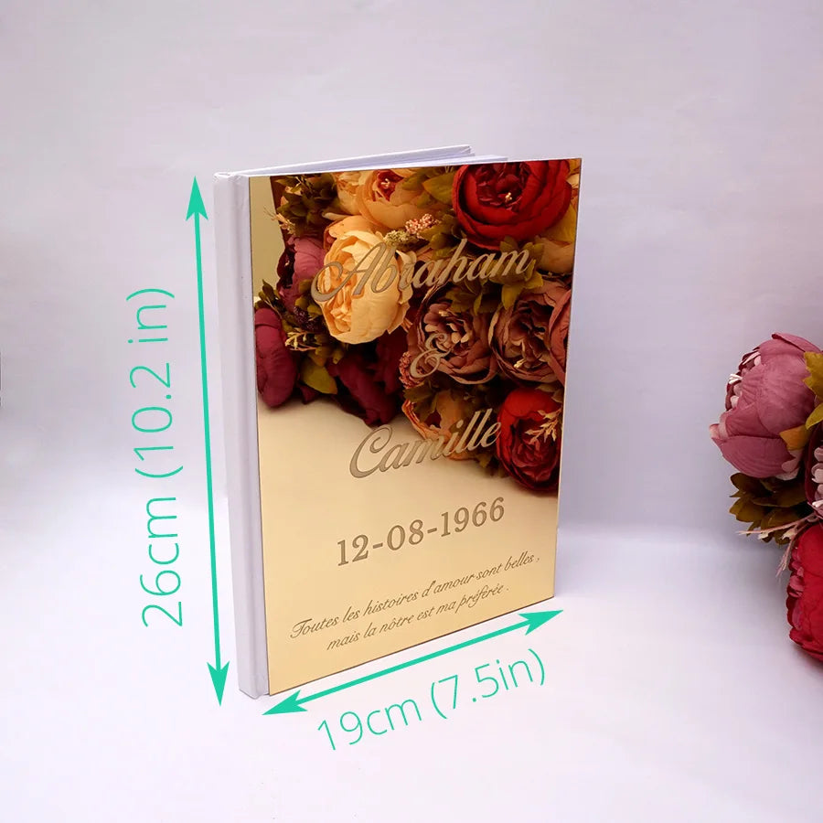 Personalized Album Mirror White Blank Wedding Signature Guest Book Custom Acrylic Sticker Guest Check in Book Party Decor Favor
