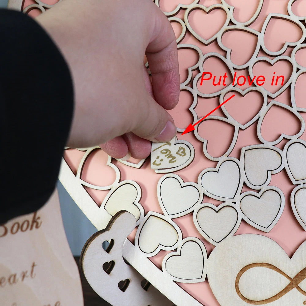 Heart shape Wedding Guest book Decoration Rustic Pink Sweet Heart Drop box Wedding drop box 3D Guestbook with wooden box
