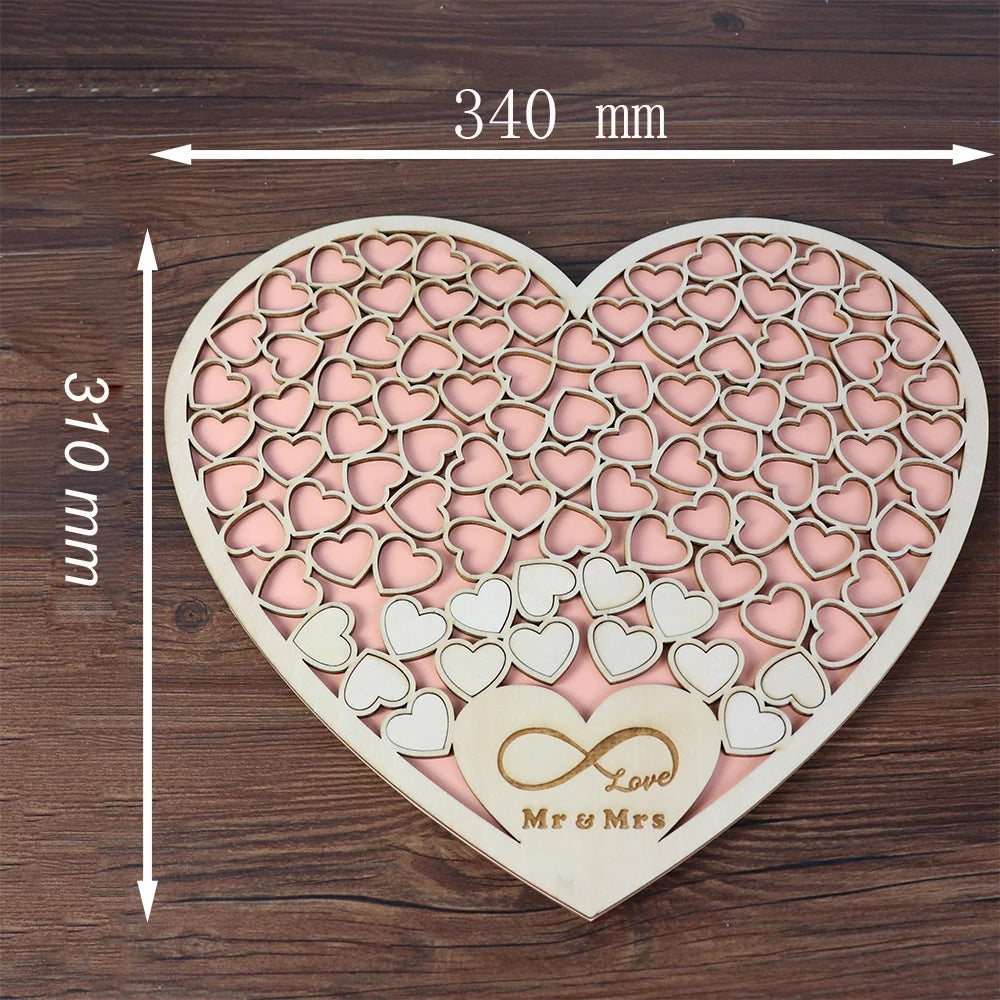 Heart shape Wedding Guest book Decoration Rustic Pink Sweet Heart Drop box Wedding drop box 3D Guestbook with wooden box