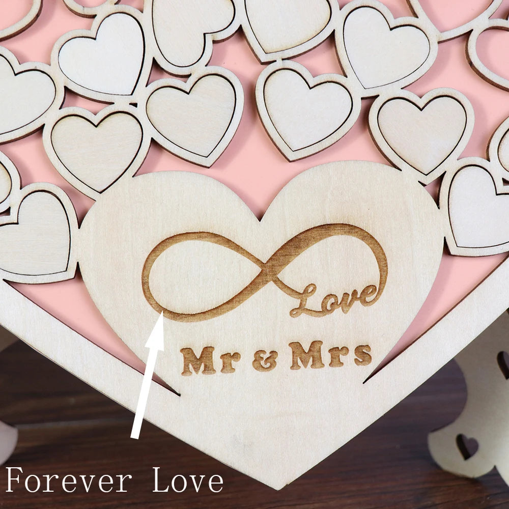 Heart shape Wedding Guest book Decoration Rustic Pink Sweet Heart Drop box Wedding drop box 3D Guestbook with wooden box