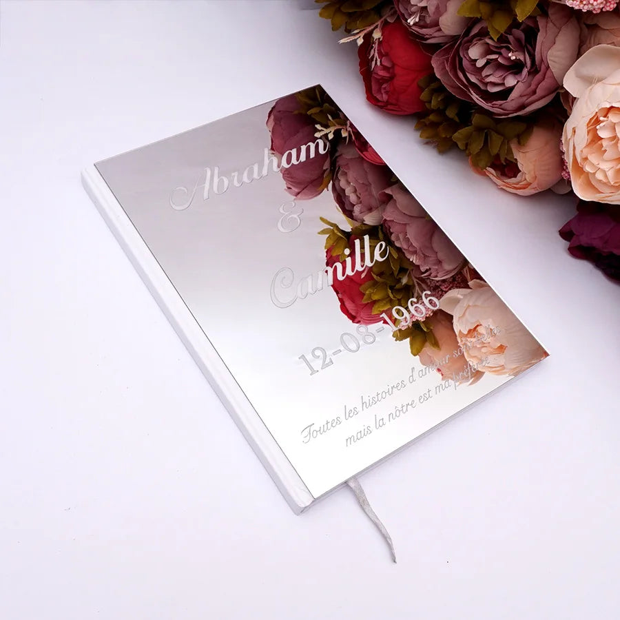 Personalized Album Mirror White Blank Wedding Signature Guest Book Custom Acrylic Sticker Guest Check in Book Party Decor Favor