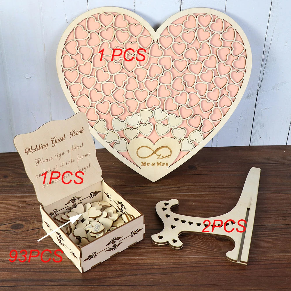 Heart shape Wedding Guest book Decoration Rustic Pink Sweet Heart Drop box Wedding drop box 3D Guestbook with wooden box