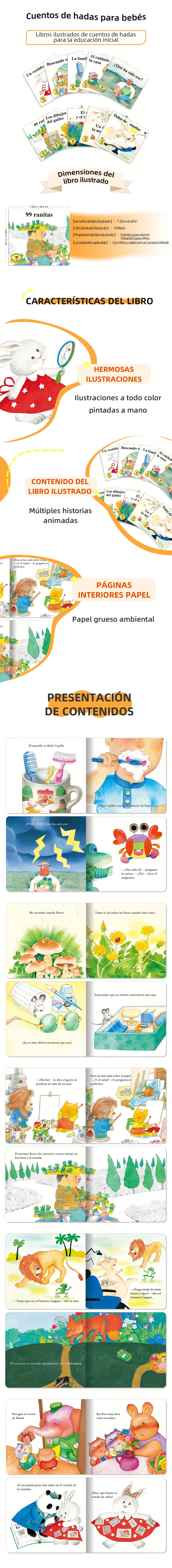 1 Set of 10 Spanish Children's Storybooks Baby Enlightenment Early Learning Books Children's Simple Readers Learning Gifts