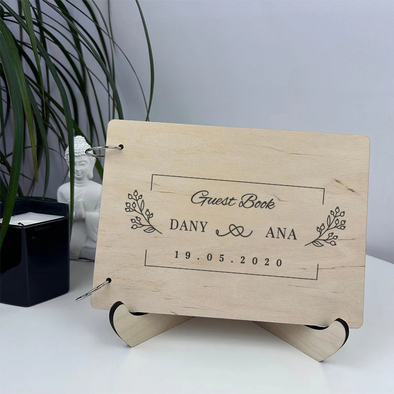 Personalised Wedding Wooden Guest Book Rustic A4/A5 Sign-in Book Custom Photo Album book Wedding Engagement Anniversary Gifts