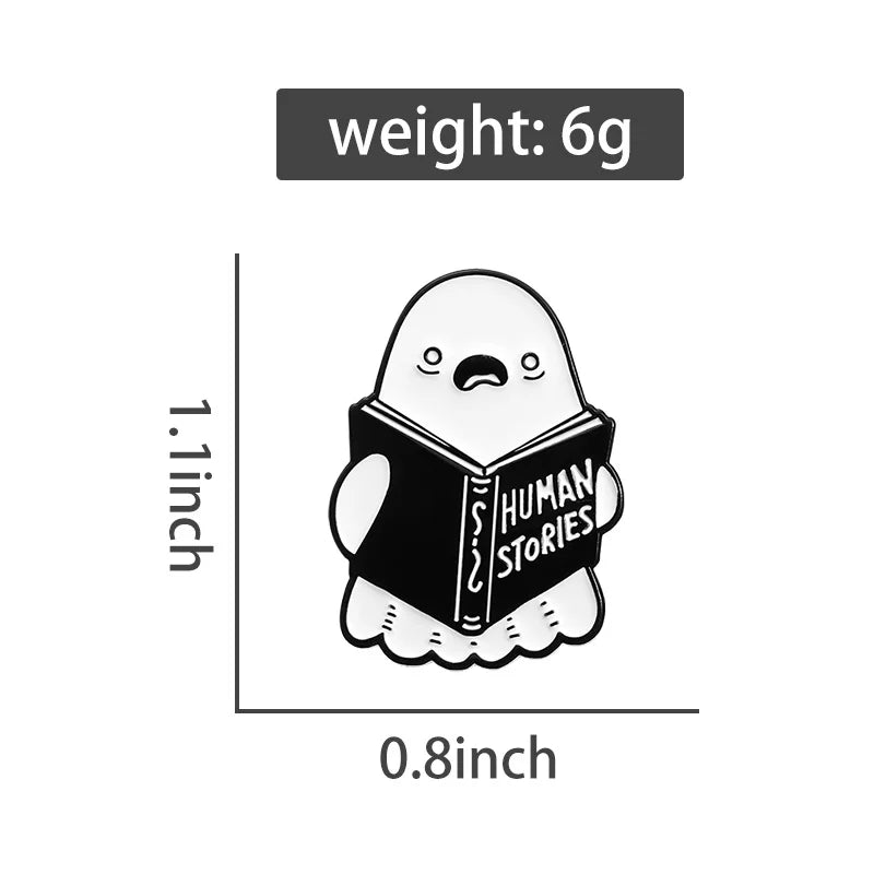 Halloween Book Club Enamel Pins Custom HUMAN STORIES Brooches Lapel Badges Punk Jewelry Gift for Friends