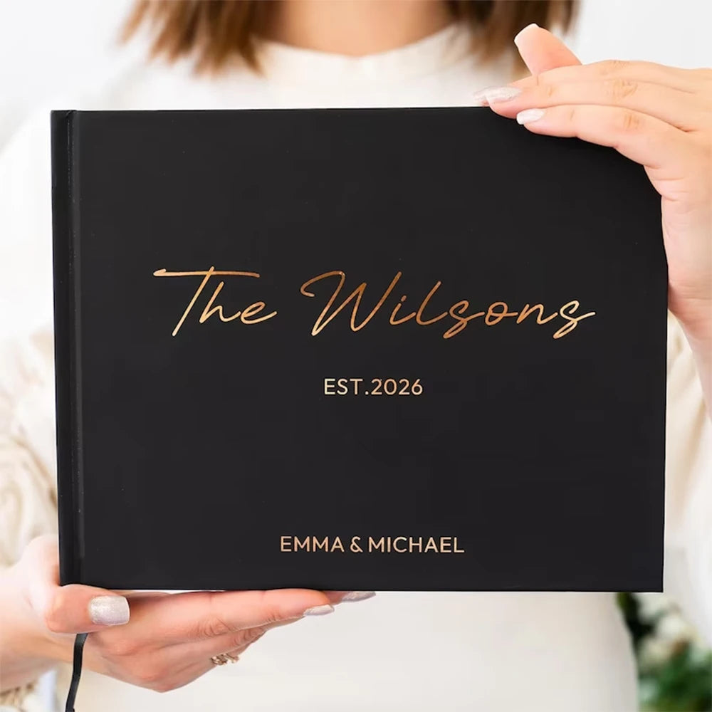 Personalized Wedding Guest Book Custom Photo Albums Elegant Mr And Mrs Couples Hardback Keepsake Book White Guest Book