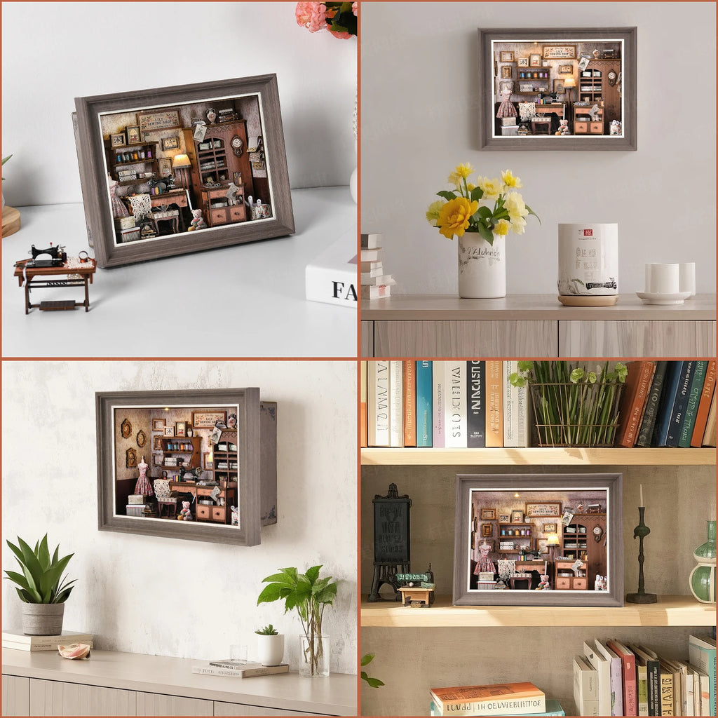 Book Nook Kit Holiday Bookstore DIY 3D Wooden Puzzle Dollhouse Photo frame ornament Model Bookend Building Home Decoration
