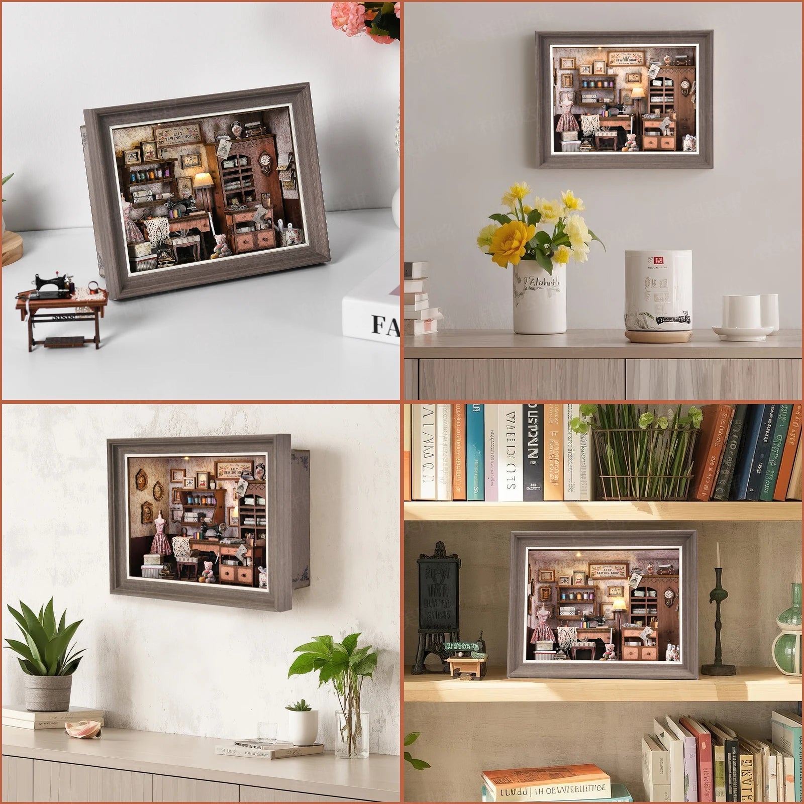 Book Nook Kit Holiday Bookstore DIY 3D Wooden Puzzle Dollhouse Photo frame ornament Model Bookend Building Home Decoration