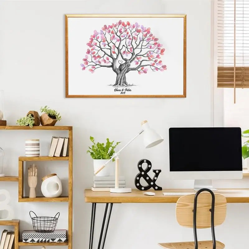 Fingerprint tree novelty wedding guestbook waterproof canvas guestbook fingerprint tree creative sign-in book for holiday partie