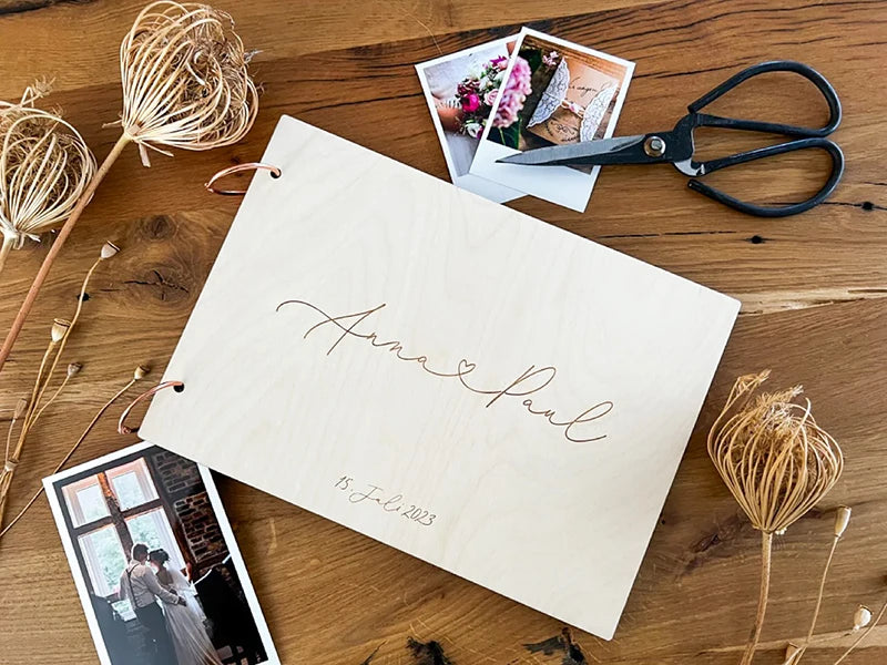 Personalised Wedding Wooden Guest Book Rustic A4/A5 Sign-in Book Custom Photo Album book Wedding Engagement Anniversary Gifts