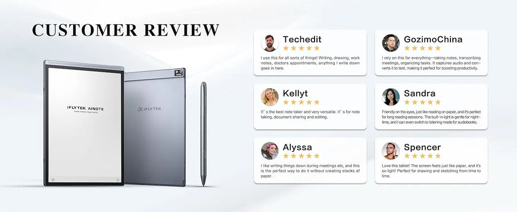 iFLYTEK AINOTE Air 2 AI E Ink Tablet Smart Paper Note-Taking Tablet with Stylus ChatGPT-Powered Multi-Language Transcription