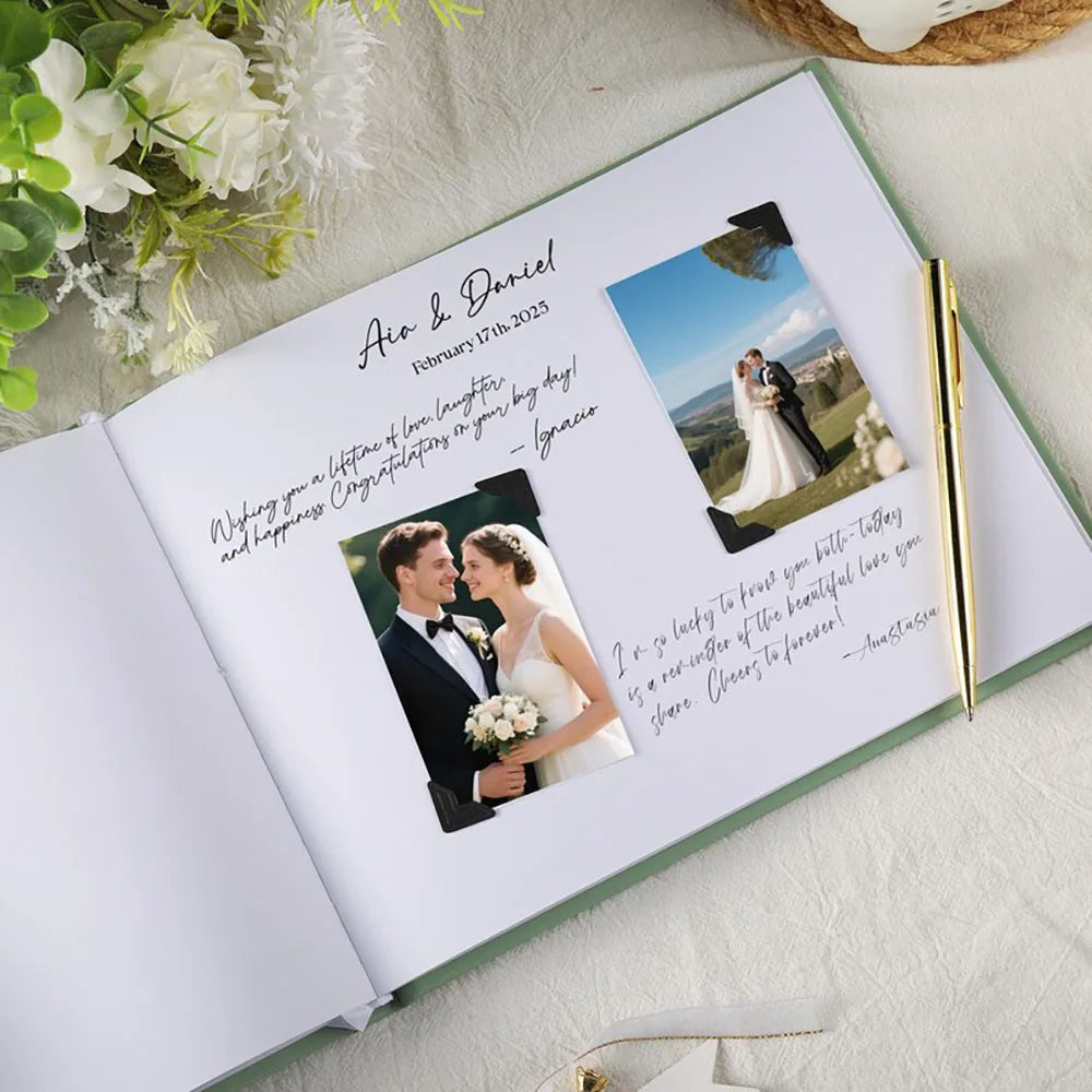Elegant wedding guest register, engagement signature book, wedding anniversary book, minimalist wedding hardcover album
