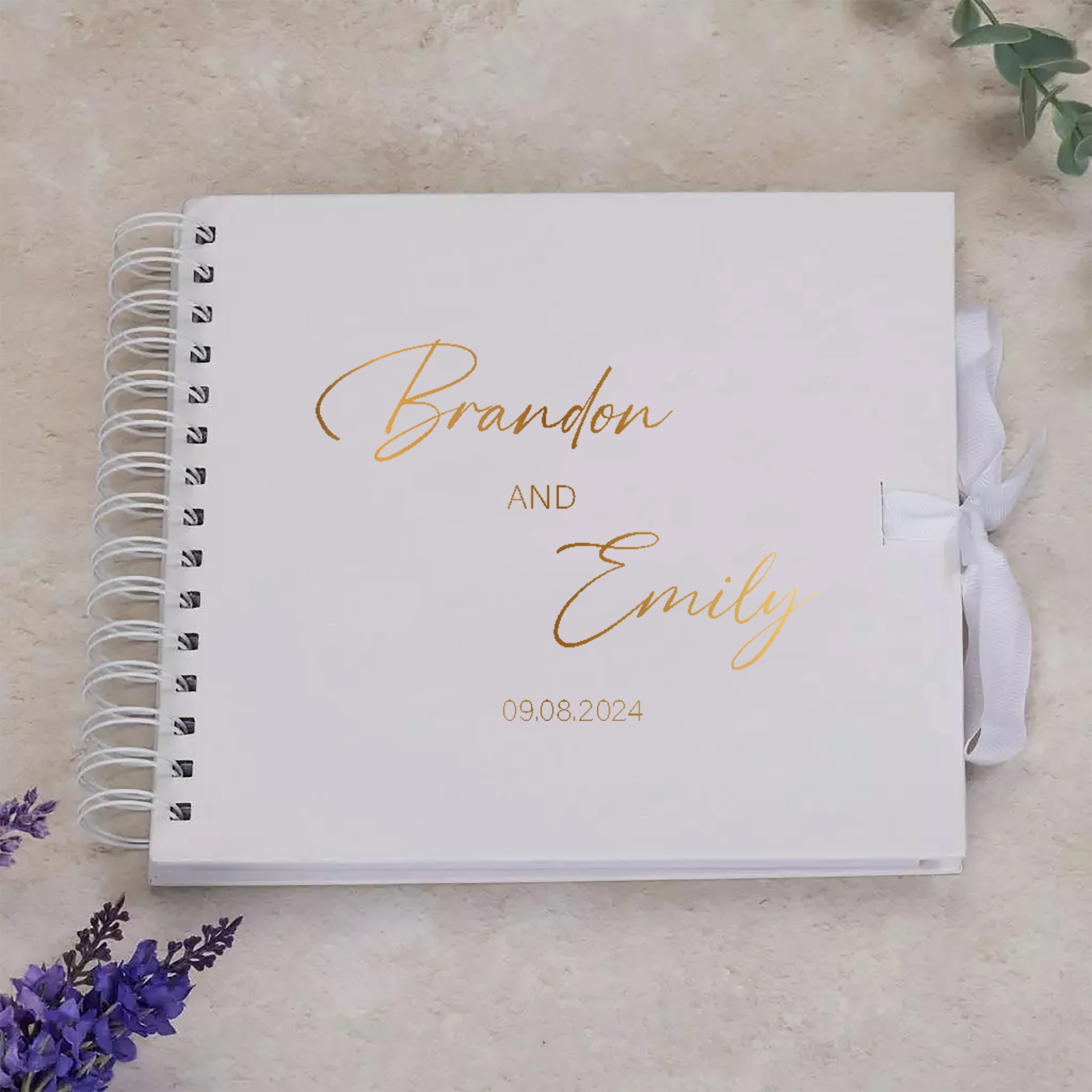 Personalized Wedding Guestbook with Ribbon Signing Book Weddings Ceremony Decoration Communion Signature Book Photo Album Gift