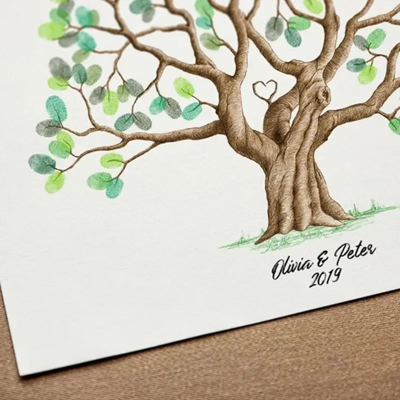 Fingerprint tree novelty wedding guestbook waterproof canvas guestbook fingerprint tree creative sign-in book for holiday partie