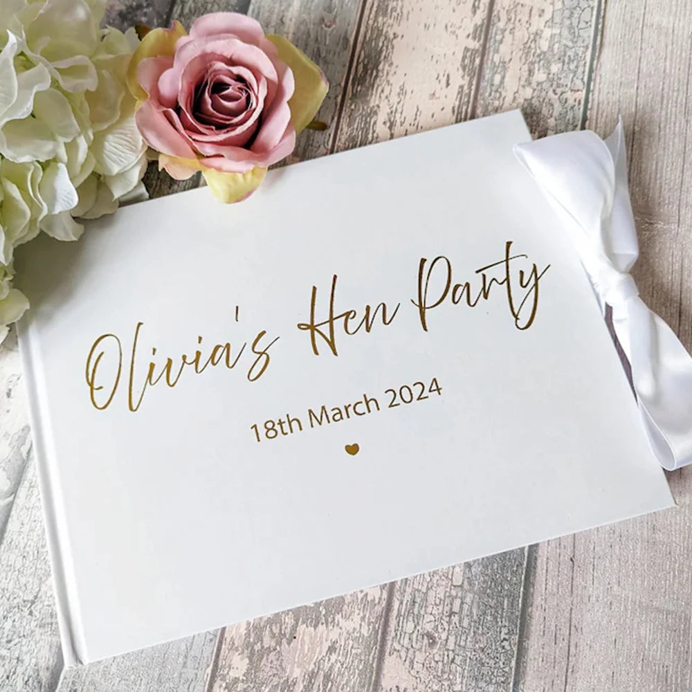 Personalized Wedding Guest Book Custom Photo Albums Elegant Mr And Mrs Couples Hardback Keepsake Book White Guest Book