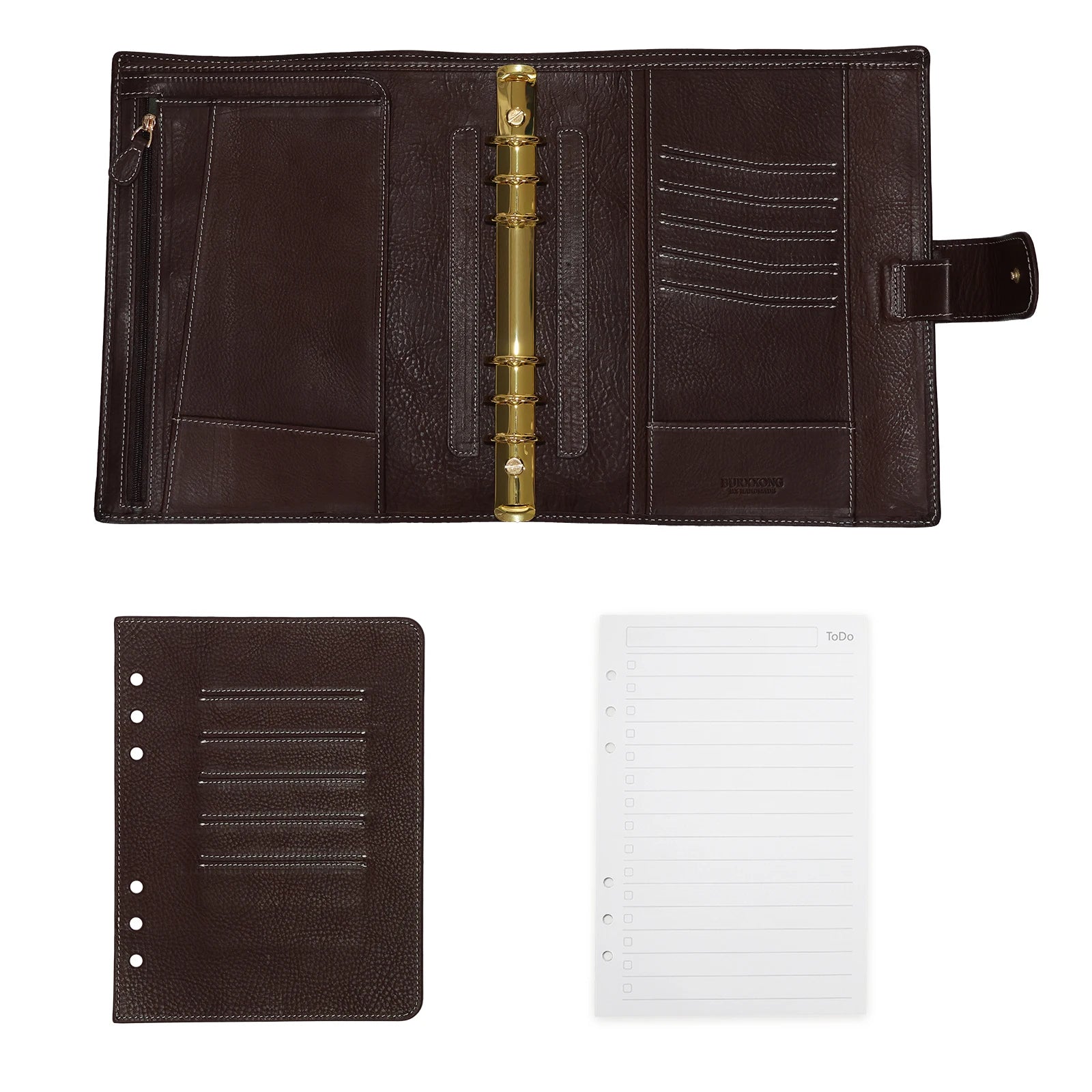 BURXXONG A5 Organizer Minerva Box Genuine Leather Journal Notebook,Stalogy Rings Planner Notebook with 30MM Binder Agenda Diary