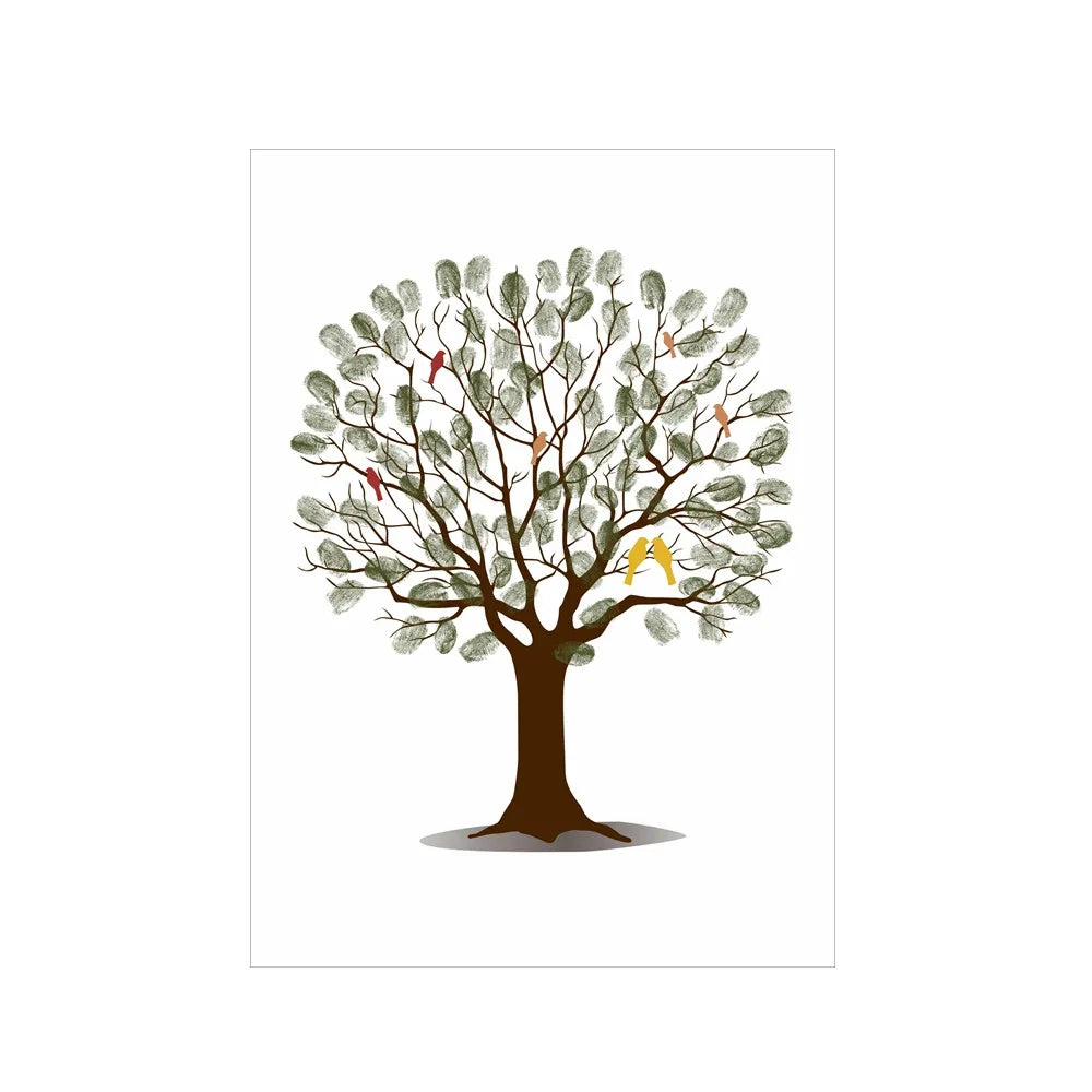 Personalized Wedding Guest Book Fingerprint Tree Canvas Wall Art Poster Wedding Gift Signature Marriage Souvenir for Party Decor