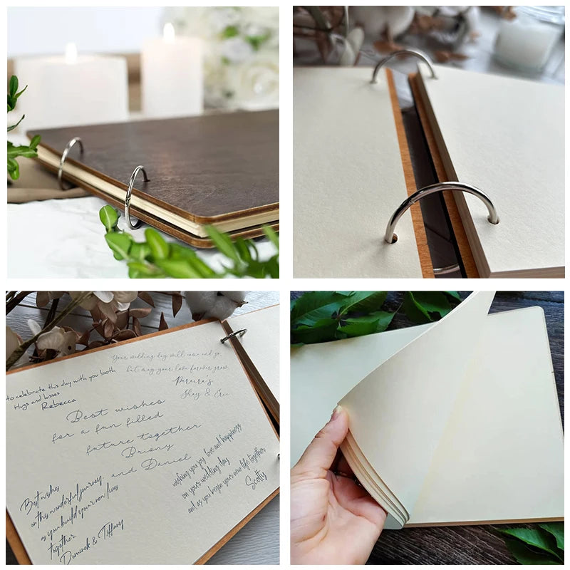 Personalised Wedding Wooden Guest Book Rustic A4/A5 Sign-in Book Custom Photo Album book Wedding Engagement Anniversary Gifts