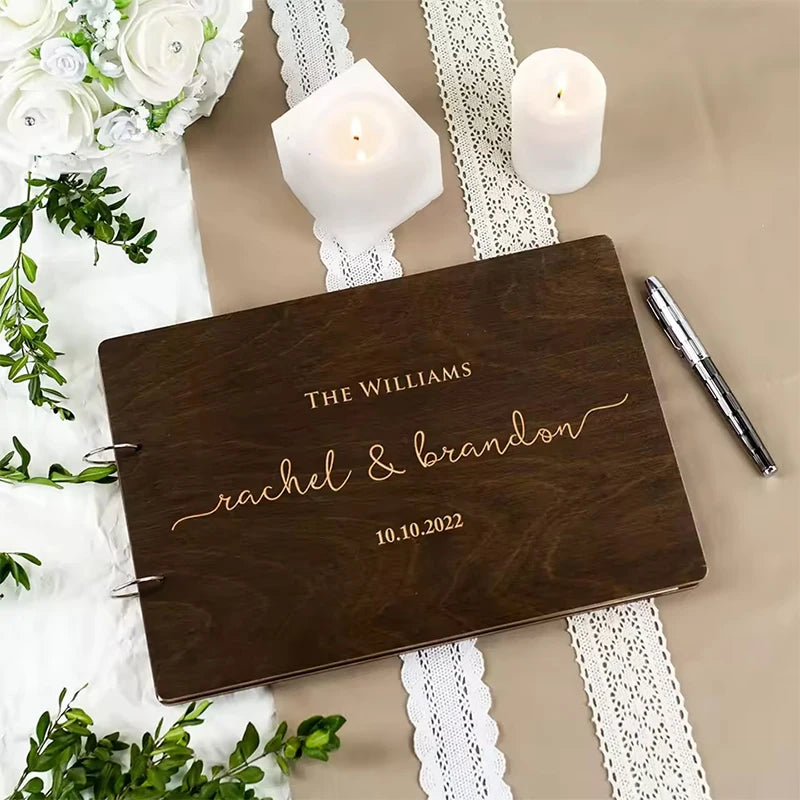 Personalised Wedding Wooden Guest Book Rustic A4/A5 Sign-in Book Custom Photo Album book Wedding Engagement Anniversary Gifts
