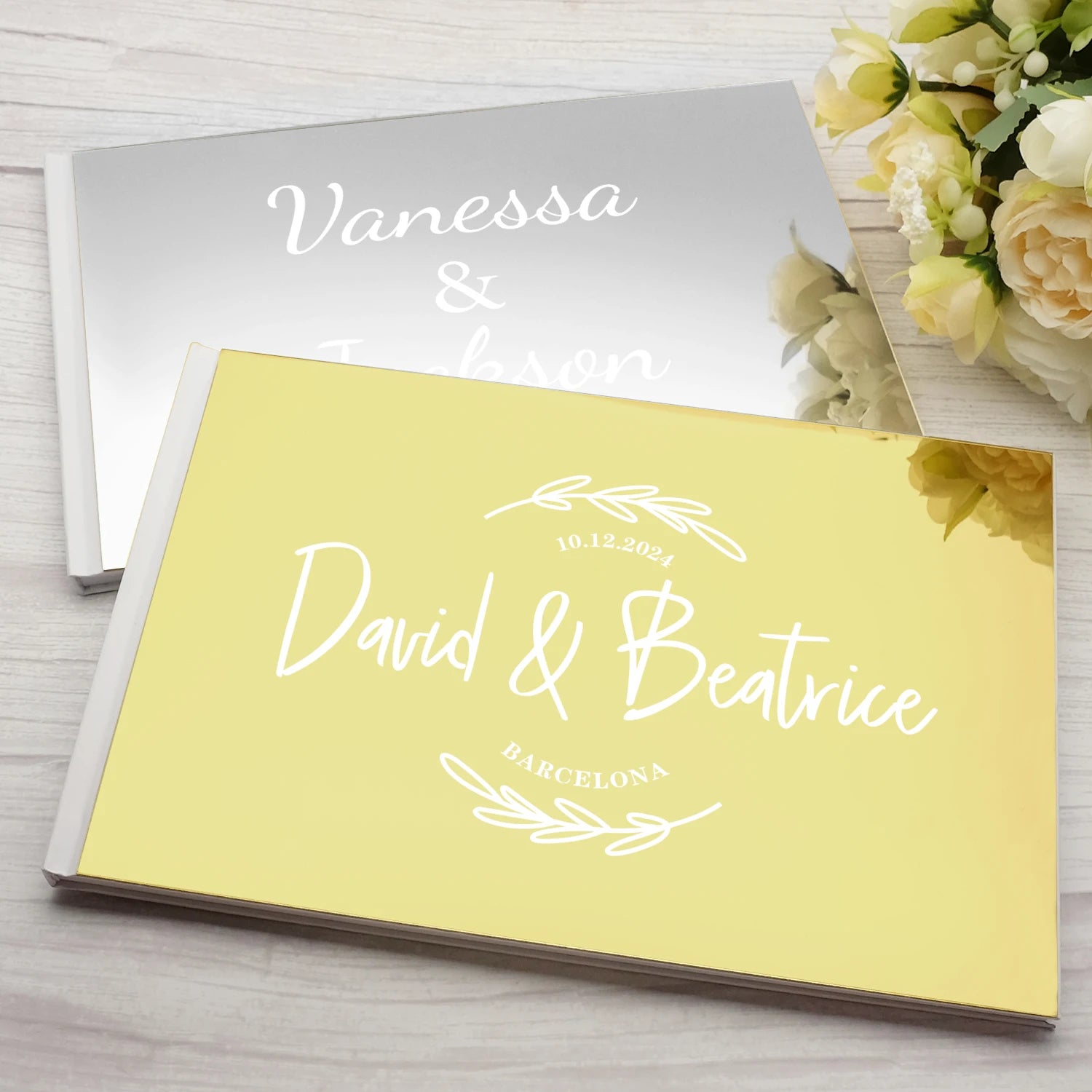 Personalized Wedding Custom Signature Guestbook Acrylic Cover Reception Book Engagement Rings Design Scrapbook Party Favors