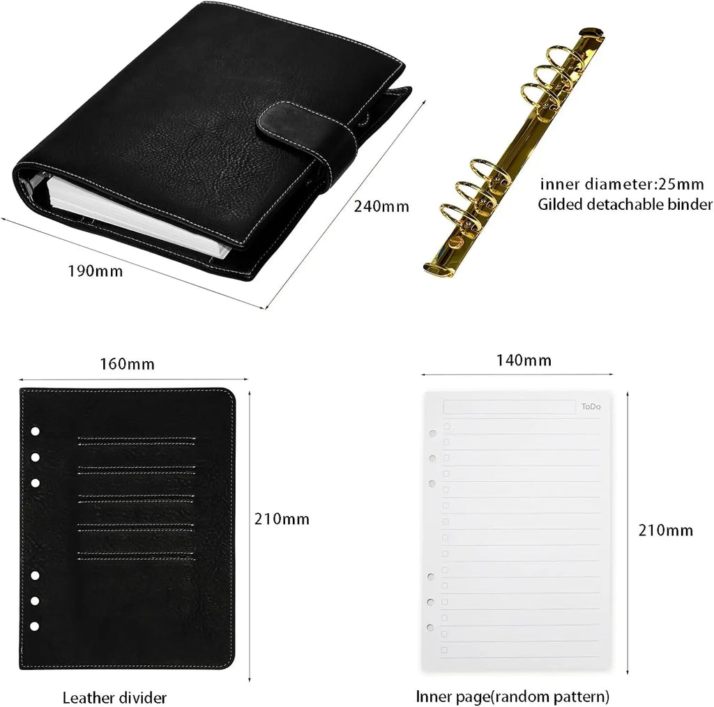 BURXXONG A5 Organizer Minerva Box Genuine Leather Journal Notebook,Stalogy Rings Planner Notebook with 30MM Binder Agenda Diary