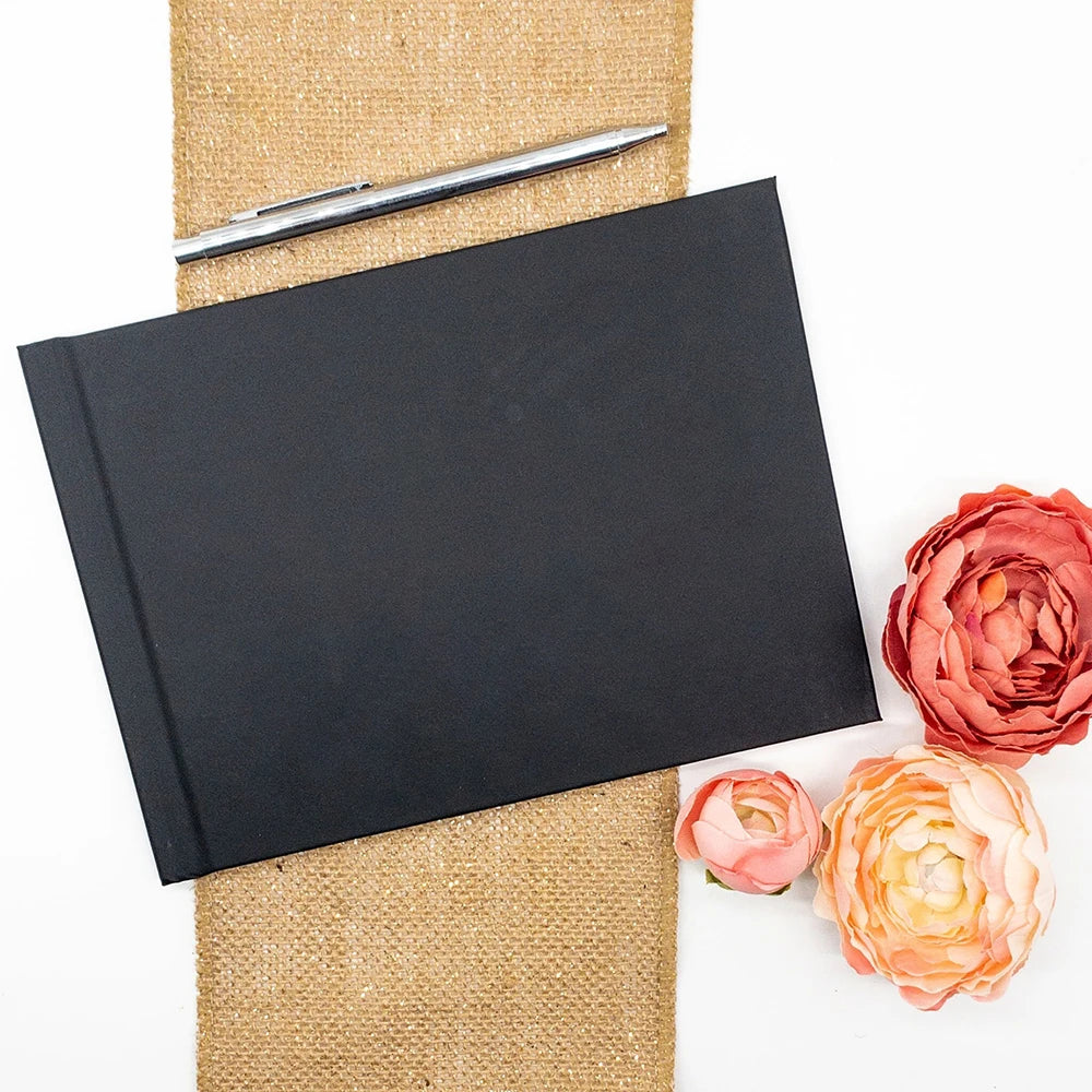 Personalized Modern Wedding Guest Book Minimalist Wedding Hardcover in Gold Custom name Anniversary Album Sign In Book