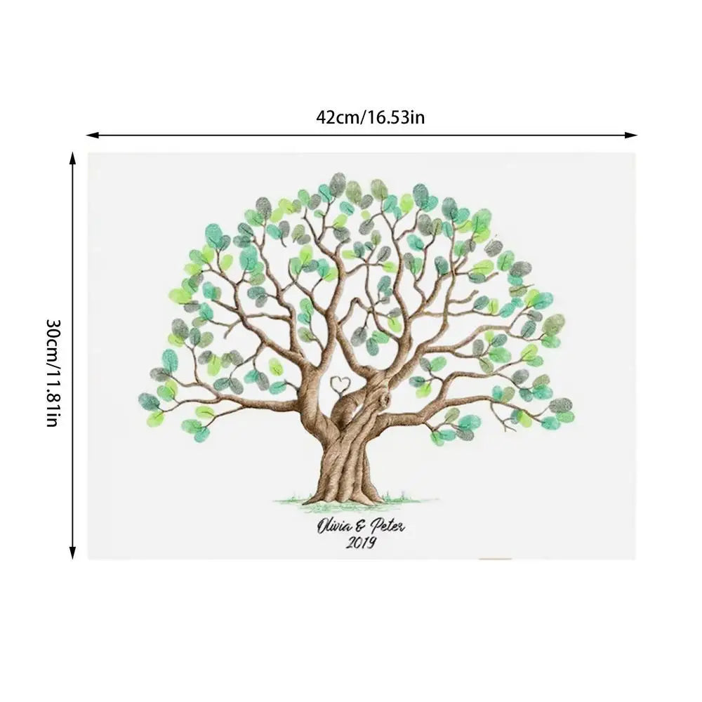 Fingerprint tree novelty wedding guestbook waterproof canvas guestbook fingerprint tree creative sign-in book for holiday partie