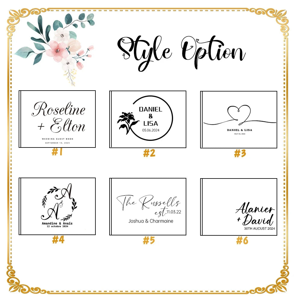 Personalized Modern Wedding Guest Book Minimalist Wedding Hardcover in Gold Custom name Anniversary Album Sign In Book