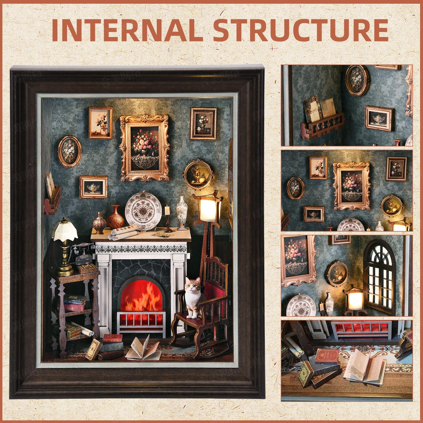 Book Nook Kit Holiday Bookstore DIY 3D Wooden Puzzle Dollhouse Photo frame ornament Model Bookend Building Home Decoration