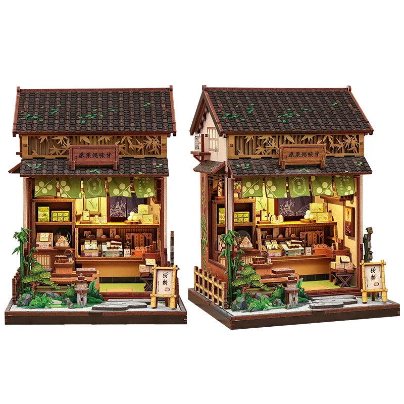 Cutebee DIY Book Nook Kit Miniature Dollhouse Bookshelf Insert Wooden Bookend 3D Building Model for Kid Gifts Japanese Style