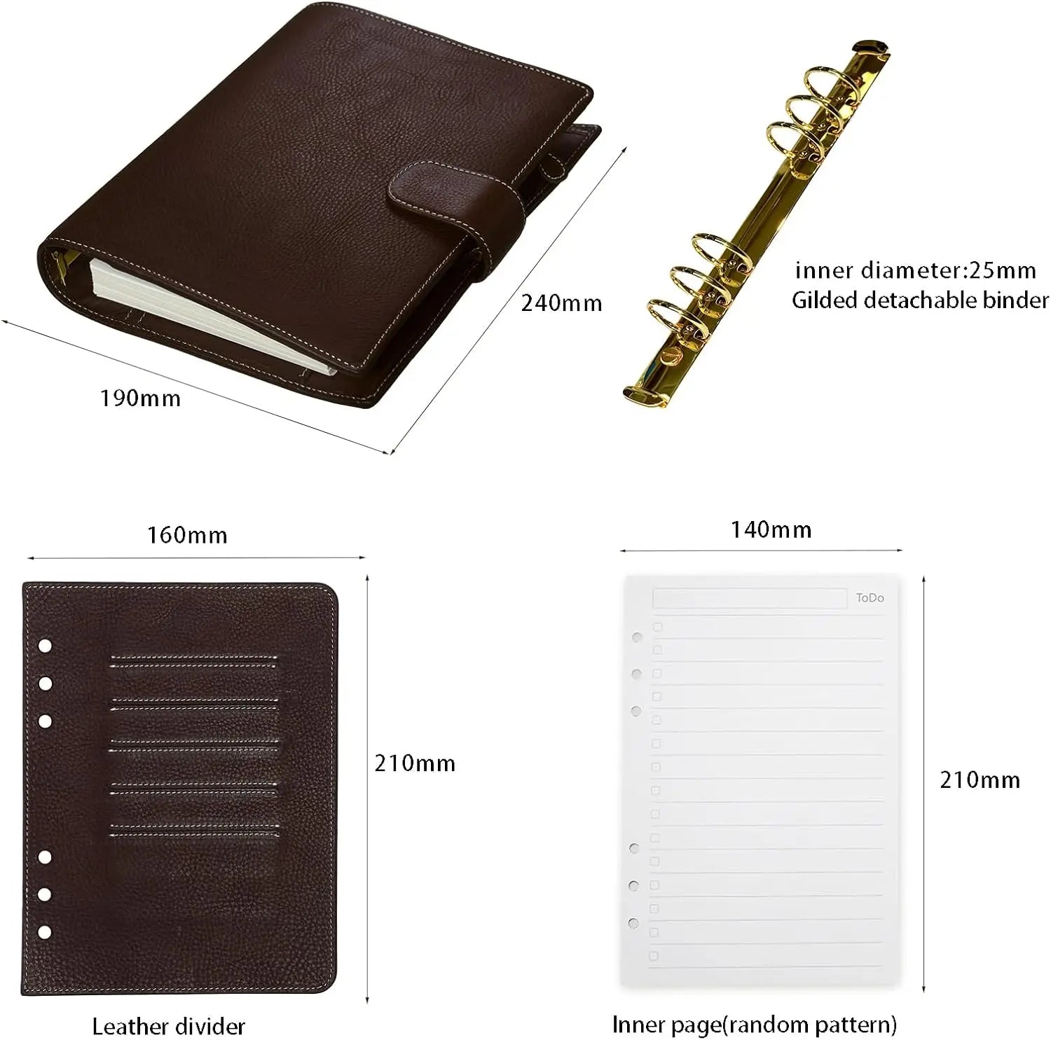 BURXXONG A5 Organizer Minerva Box Genuine Leather Journal Notebook,Stalogy Rings Planner Notebook with 30MM Binder Agenda Diary