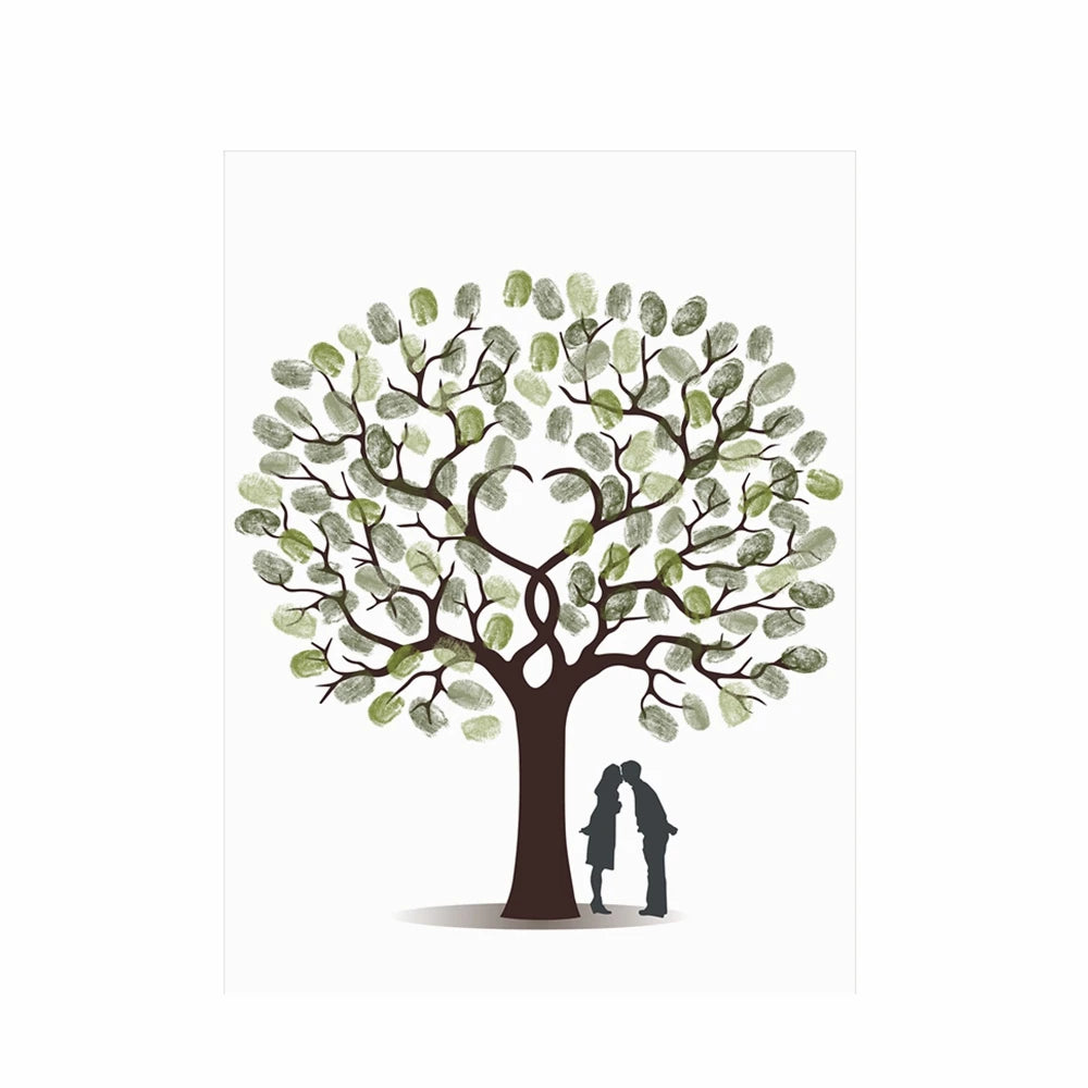 Personalized Wedding Guest Book Fingerprint Tree Canvas Wall Art Poster Wedding Gift Signature Marriage Souvenir for Party Decor