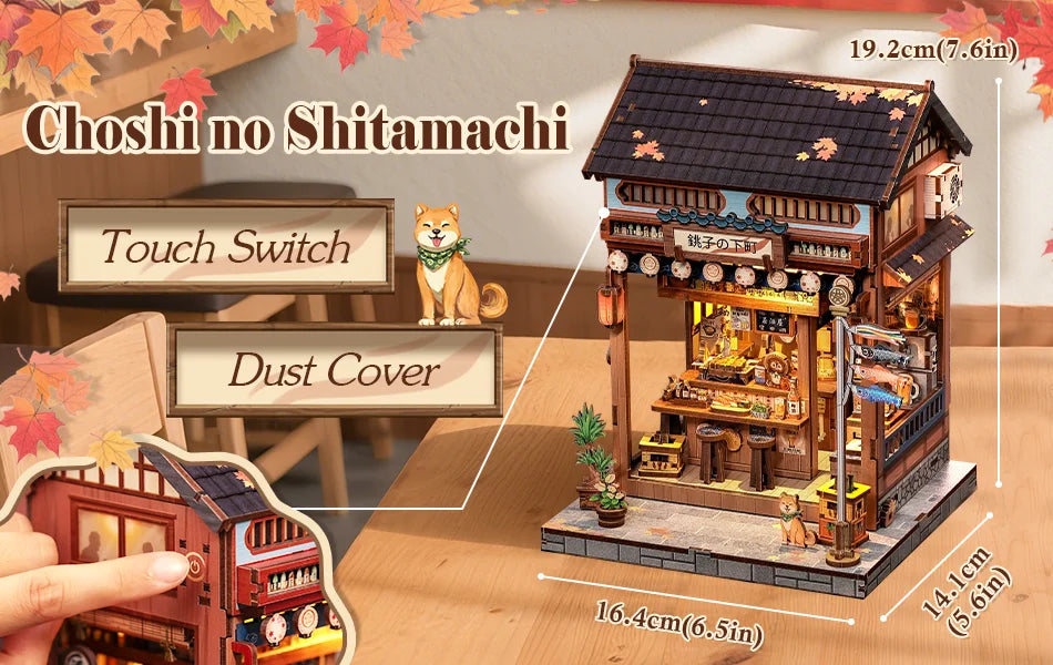 Cutebee DIY Book Nook Kit Miniature Dollhouse Bookshelf Insert Wooden Bookend 3D Building Model for Kid Gifts Japanese Style