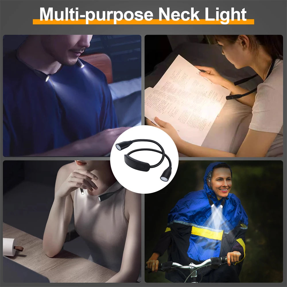 LED Reading Neck Light Usb Rechargeable Book Lamp 360° Flexible Arm Reading Book Light Read Neck Lamp Study Reading Night Light