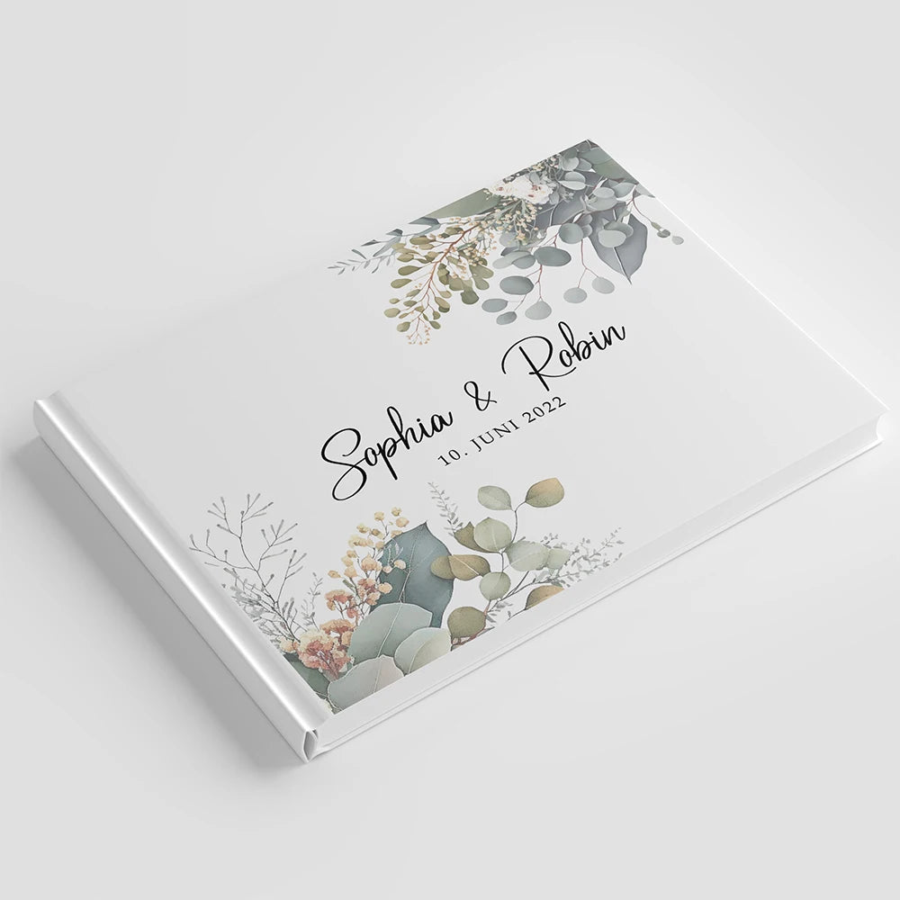 Personalized Wedding White Guest Book Simple Elegant Wedding Reception Signing Book Hardback Couples Keepsake Book