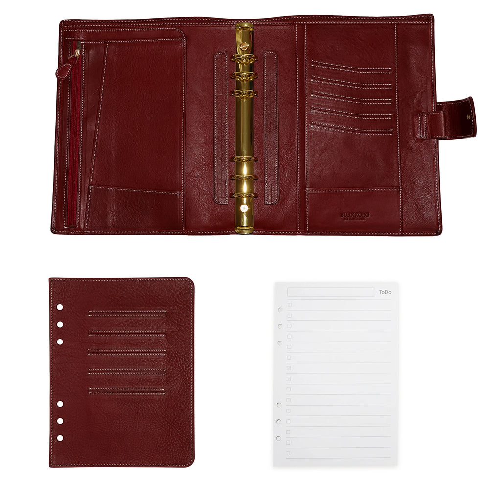 BURXXONG A5 Organizer Minerva Box Genuine Leather Journal Notebook,Stalogy Rings Planner Notebook with 30MM Binder Agenda Diary