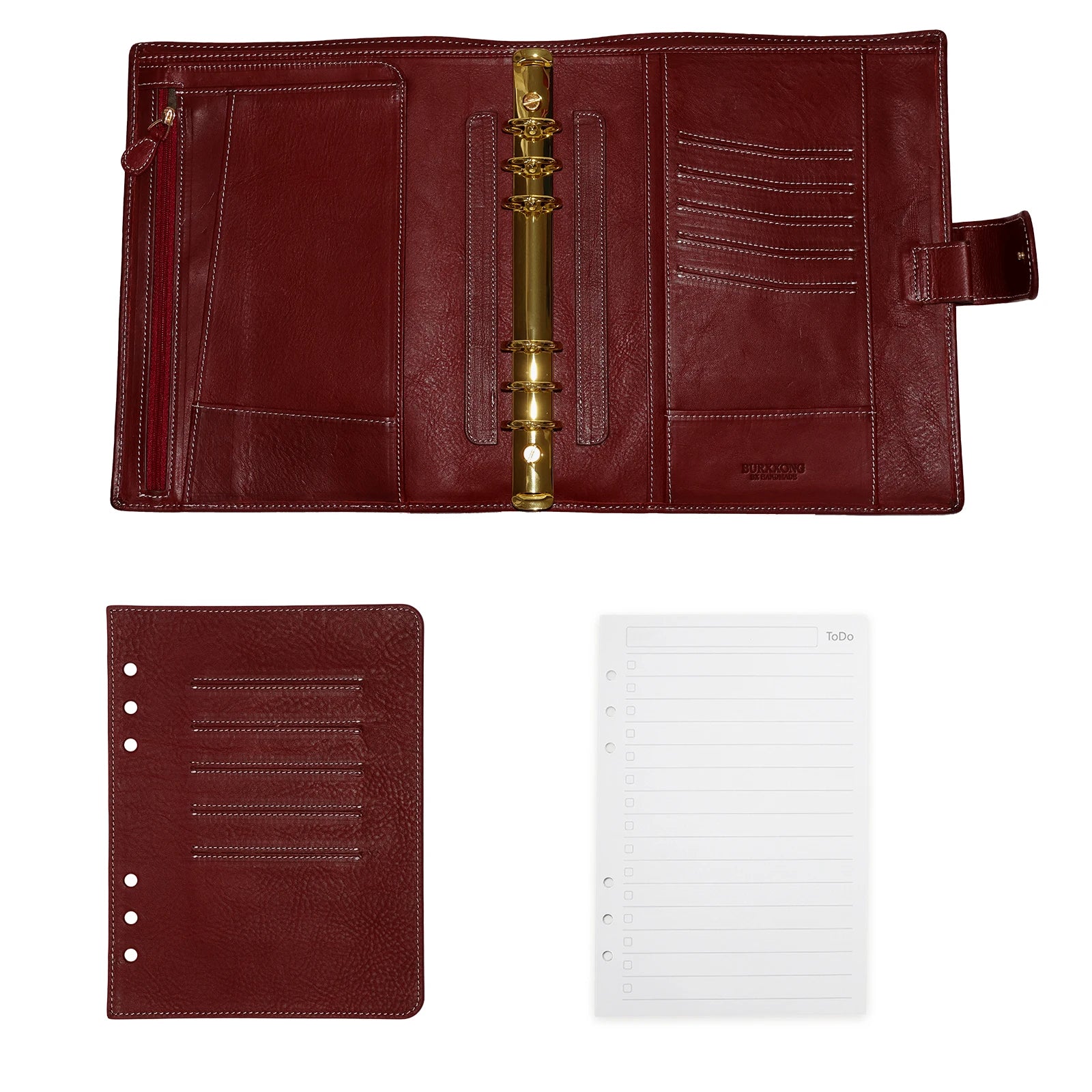 BURXXONG A5 Organizer Minerva Box Genuine Leather Journal Notebook,Stalogy Rings Planner Notebook with 30MM Binder Agenda Diary