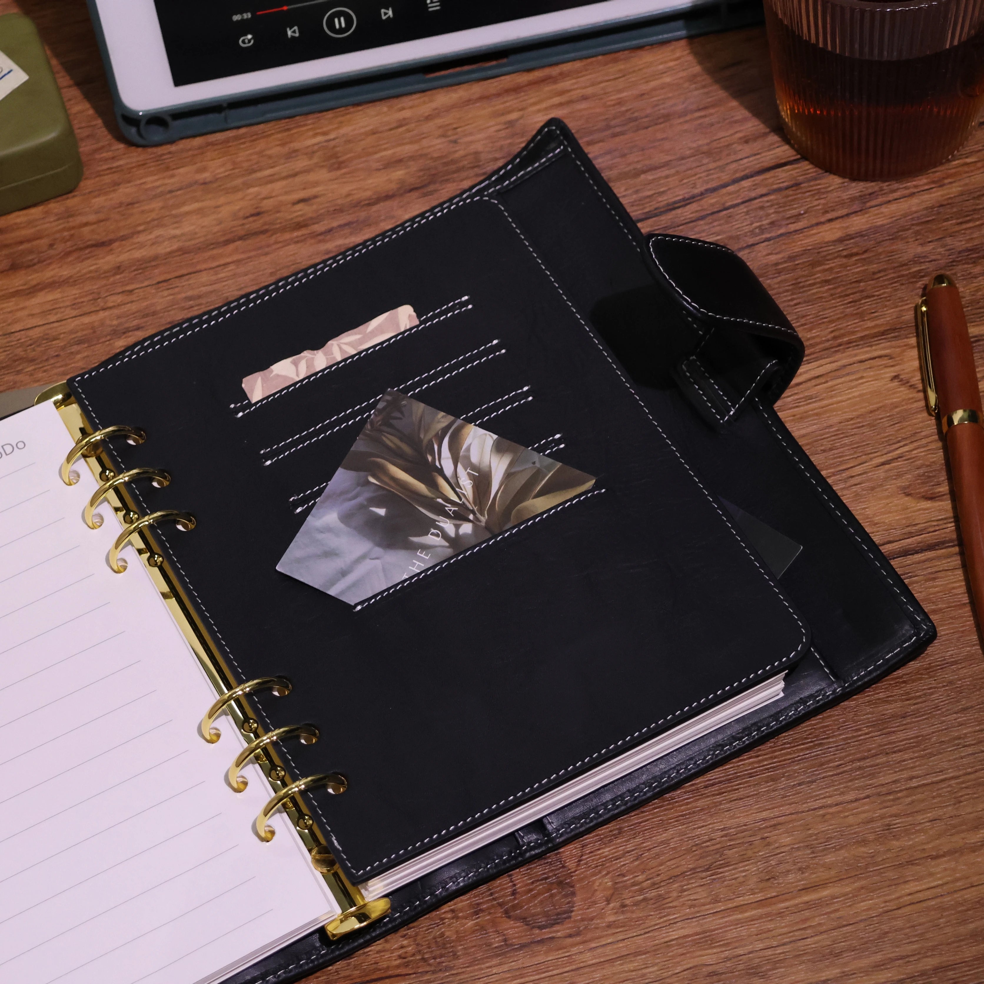 BURXXONG A5 Organizer Minerva Box Genuine Leather Journal Notebook,Stalogy Rings Planner Notebook with 30MM Binder Agenda Diary
