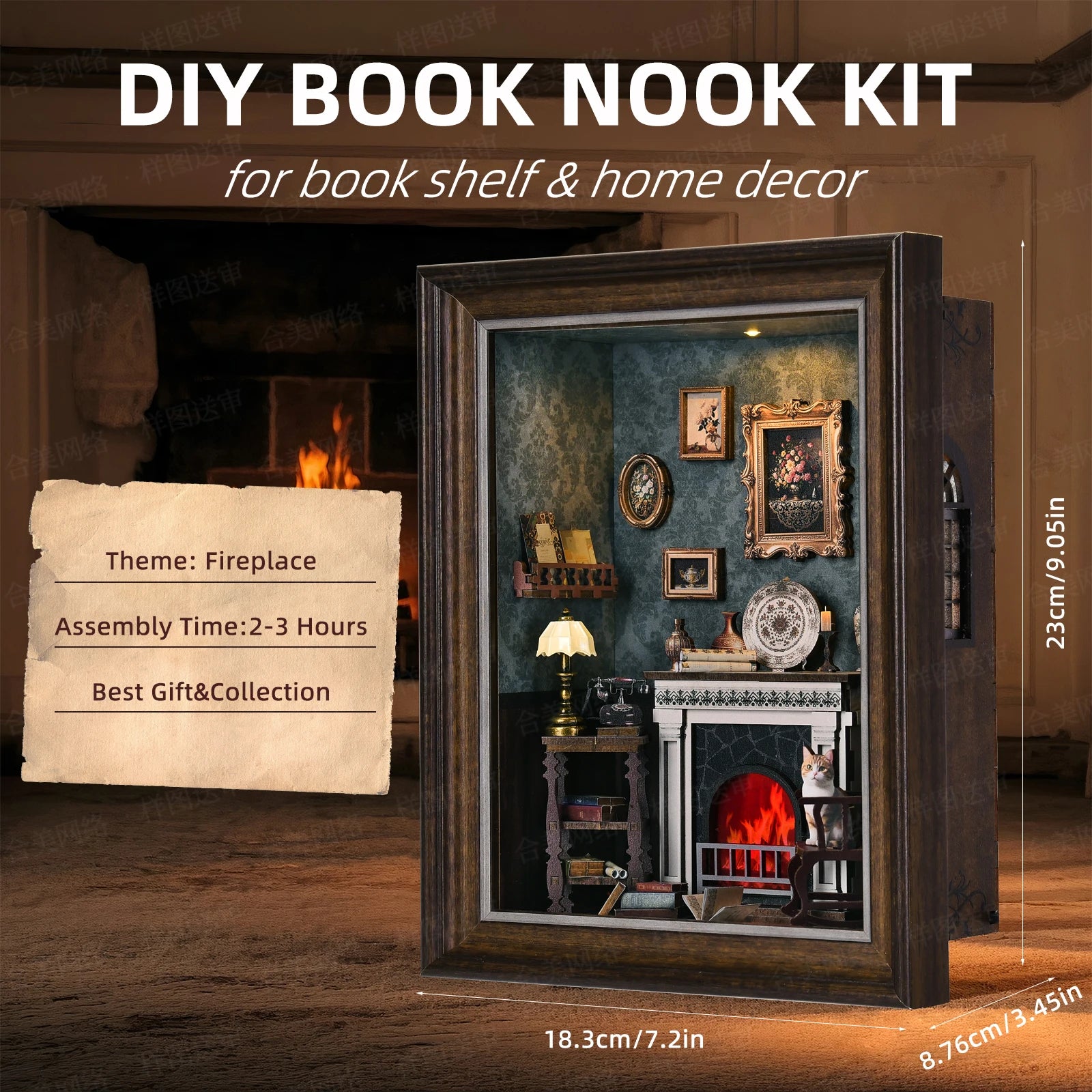 Book Nook Kit Holiday Bookstore DIY 3D Wooden Puzzle Dollhouse Photo frame ornament Model Bookend Building Home Decoration