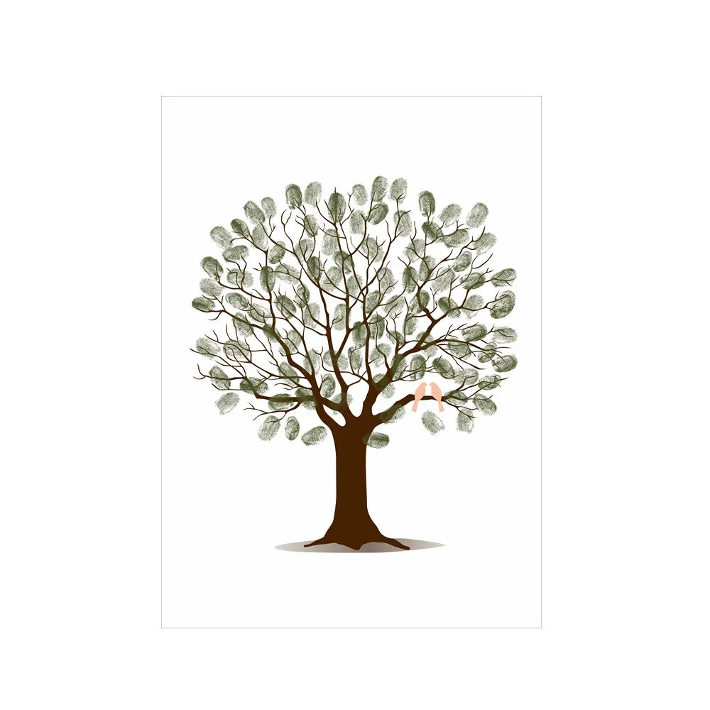 Personalized Wedding Guest Book Fingerprint Tree Canvas Wall Art Poster Wedding Gift Signature Marriage Souvenir for Party Decor