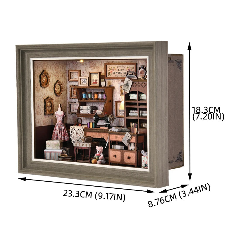 Book Nook Kit Holiday Bookstore DIY 3D Wooden Puzzle Dollhouse Photo frame ornament Model Bookend Building Home Decoration