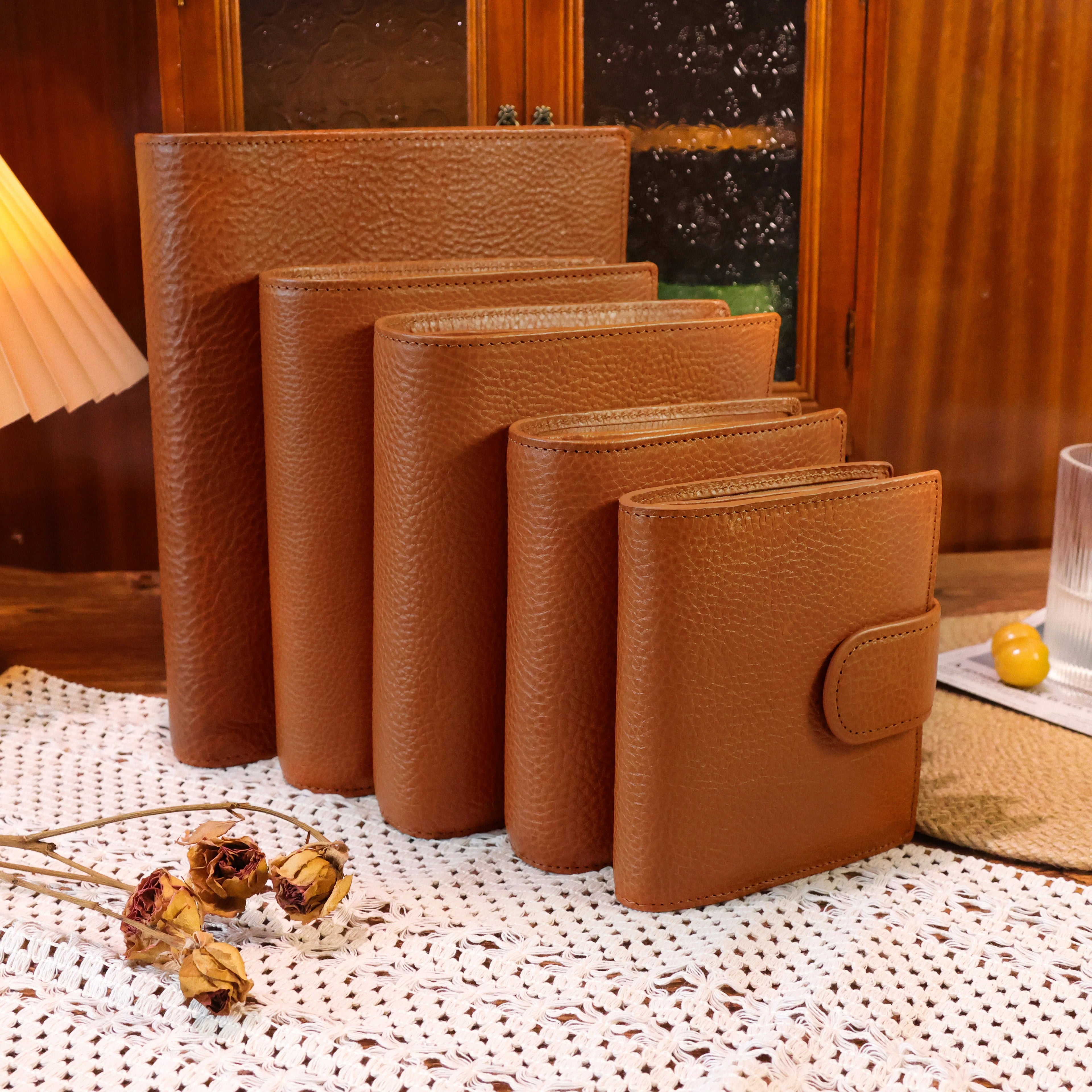 Burxxong Organizer  Concerta LA BRETAGN Genuine Leather Journal Notebook,Stalogy Rings Planner Pocket size Notebook with Binder