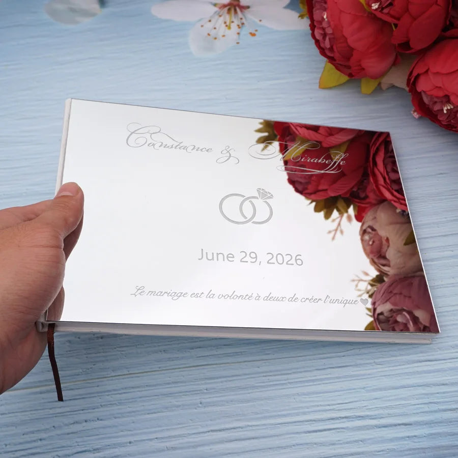 Personalized Wedding Custom Signature Guestbook Acrylic Cover Reception Book Engagement Rings Design Scrapbook Party Favors