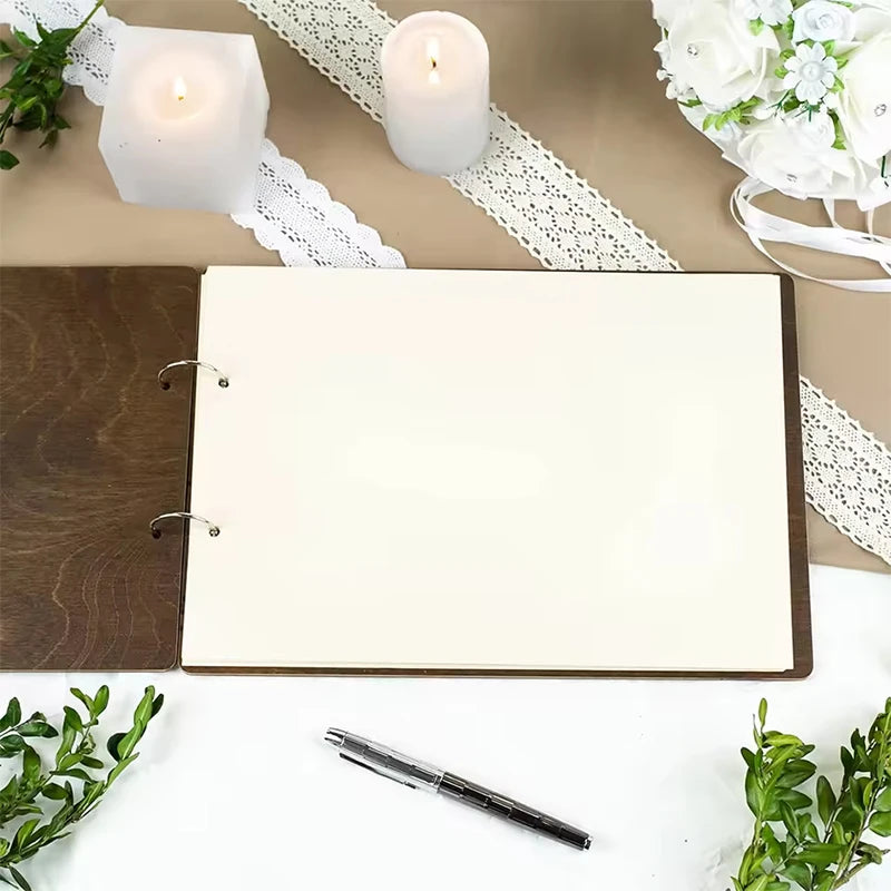 Personalised Wedding Wooden Guest Book Rustic A4/A5 Sign-in Book Custom Photo Album book Wedding Engagement Anniversary Gifts
