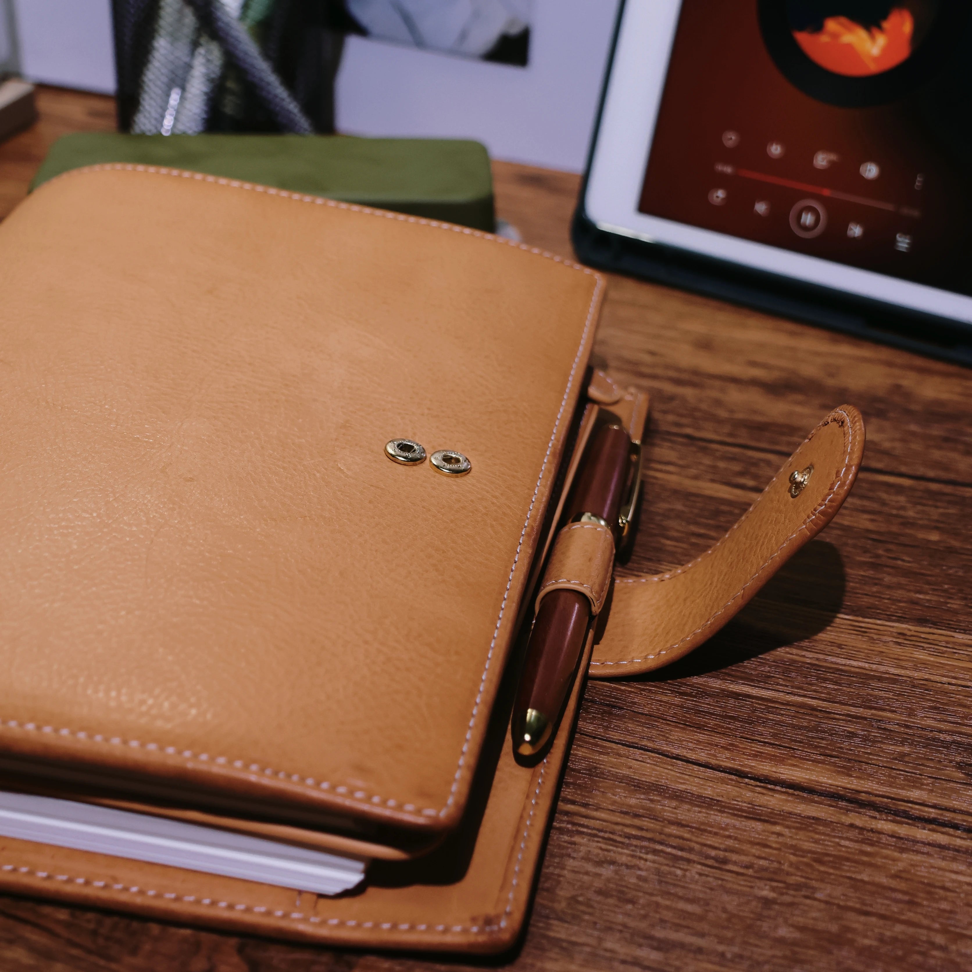 BURXXONG A5 Organizer Minerva Box Genuine Leather Journal Notebook,Stalogy Rings Planner Notebook with 30MM Binder Agenda Diary