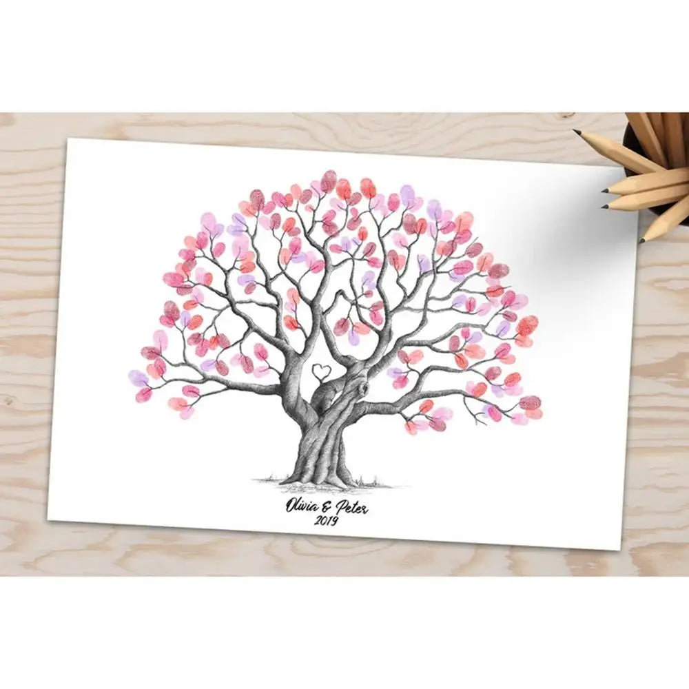 Fingerprint tree novelty wedding guestbook waterproof canvas guestbook fingerprint tree creative sign-in book for holiday partie