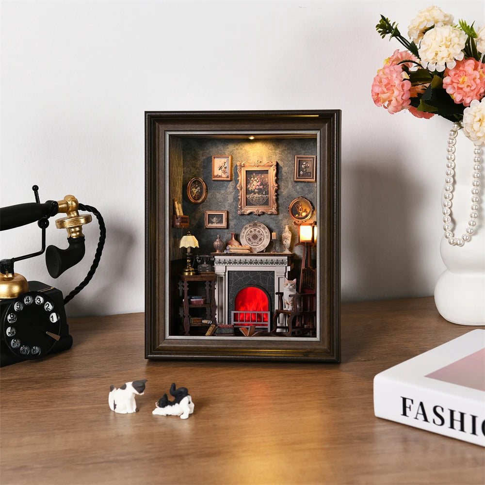 Book Nook Kit Holiday Bookstore DIY 3D Wooden Puzzle Dollhouse Photo frame ornament Model Bookend Building Home Decoration