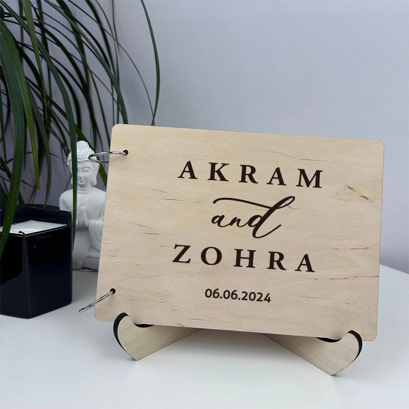 Personalised Wedding Wooden Guest Book Rustic A4/A5 Sign-in Book Custom Photo Album book Wedding Engagement Anniversary Gifts