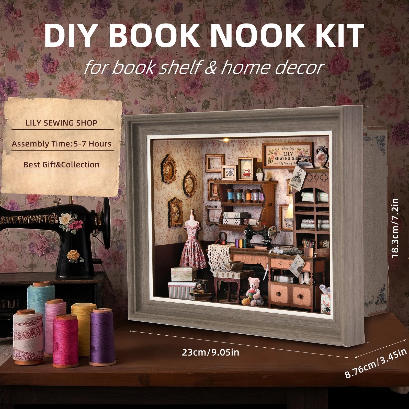 Book Nook Kit Holiday Bookstore DIY 3D Wooden Puzzle Dollhouse Photo frame ornament Model Bookend Building Home Decoration