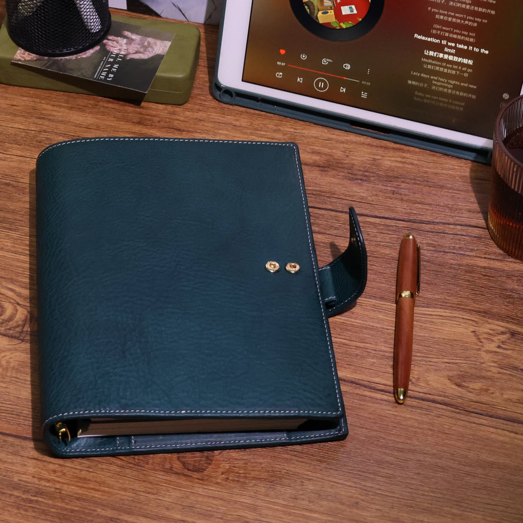 BURXXONG A5 Organizer Minerva Box Genuine Leather Journal Notebook,Stalogy Rings Planner Notebook with 30MM Binder Agenda Diary